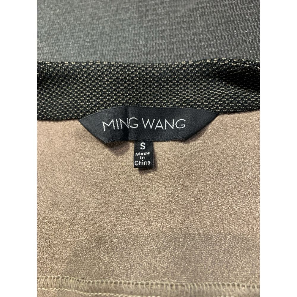 Ming Wang Size Small Heritage Laser Cut Faux Suede Open Jacket Tan Black‎ - Picture 5 of 6